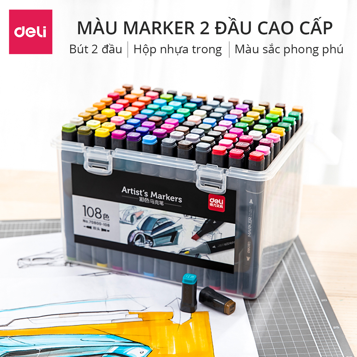 Bút Màu Marker Hai Đầu Chuyên Nghiệp Deli - Chuyên Sử Dụng Vẽ Anime - 70800