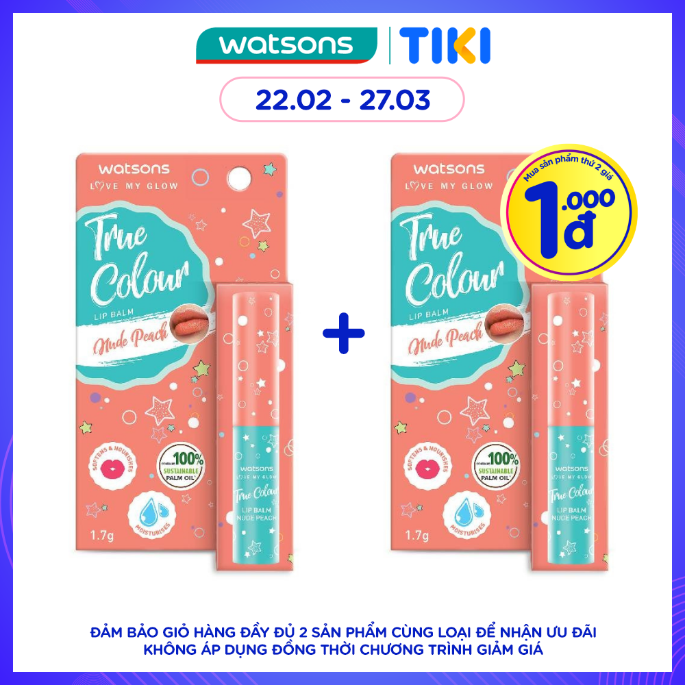 Son Dưỡng Có Màu Watsons True Color Nude Peach 1.7g