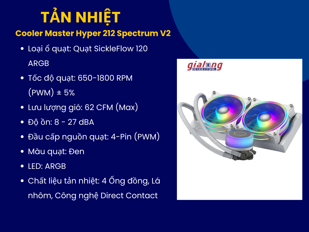 Tản nhiệt Cooler Master Hyper 212 Spectrum V2 - Hàng chính hãng