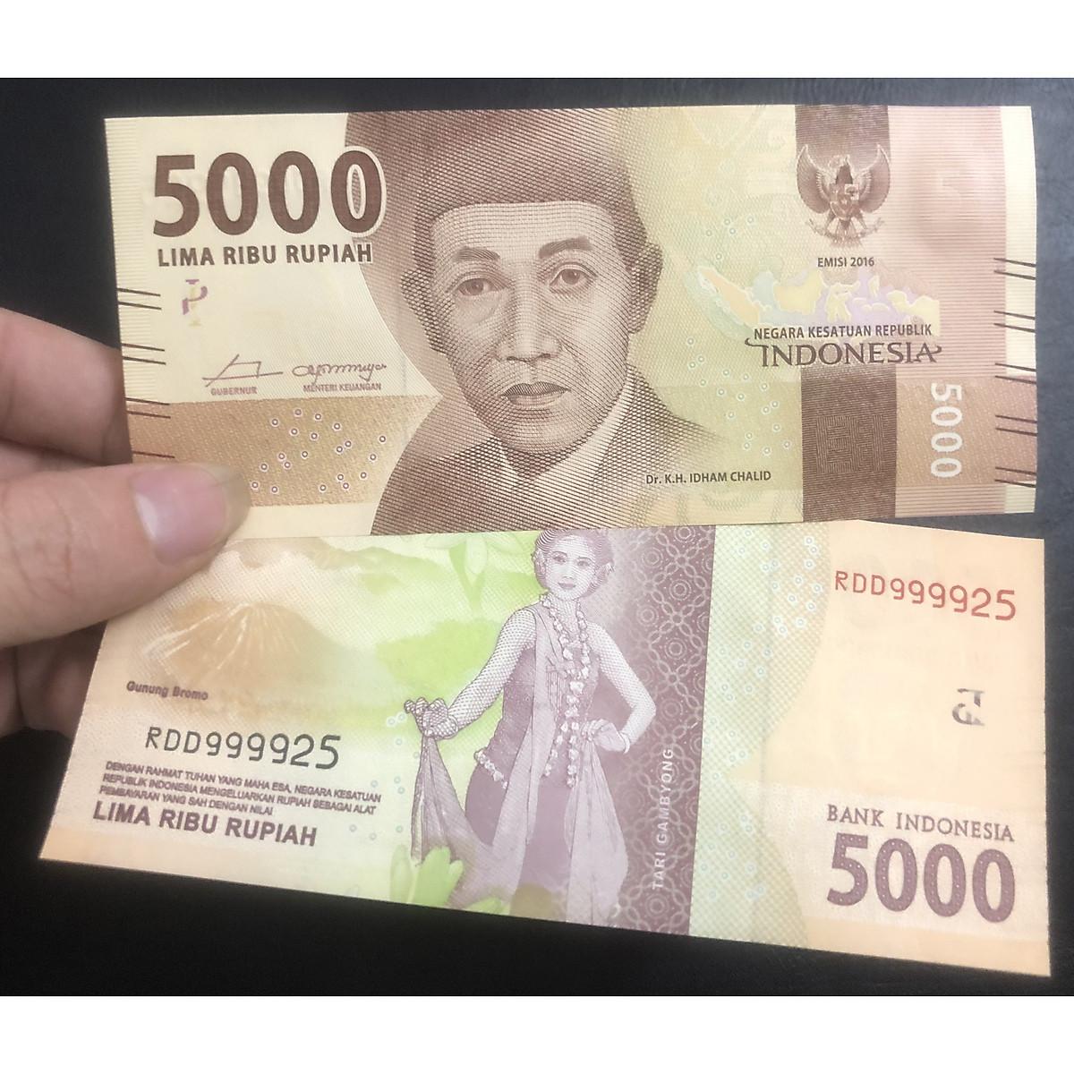 Tiền châu Á Indonesia 5000 Rupiah, có phơi bảo quản sang trọng đi kèm