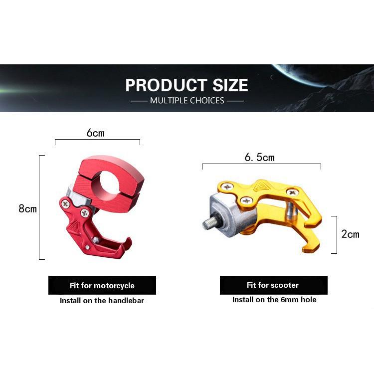 Móc treo hành lý mũ bảo hiểm gắn tay lái xe máy bằng hợp kim nhôm