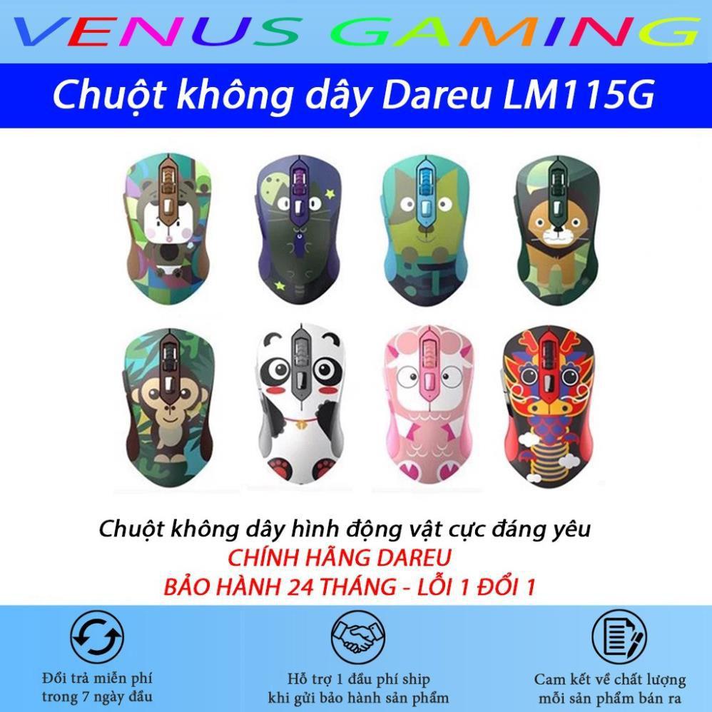 Chuột không dây DAREU LM115G Multi Color - Hình động vật cực đáng yêu - Hàng Chính Hãng