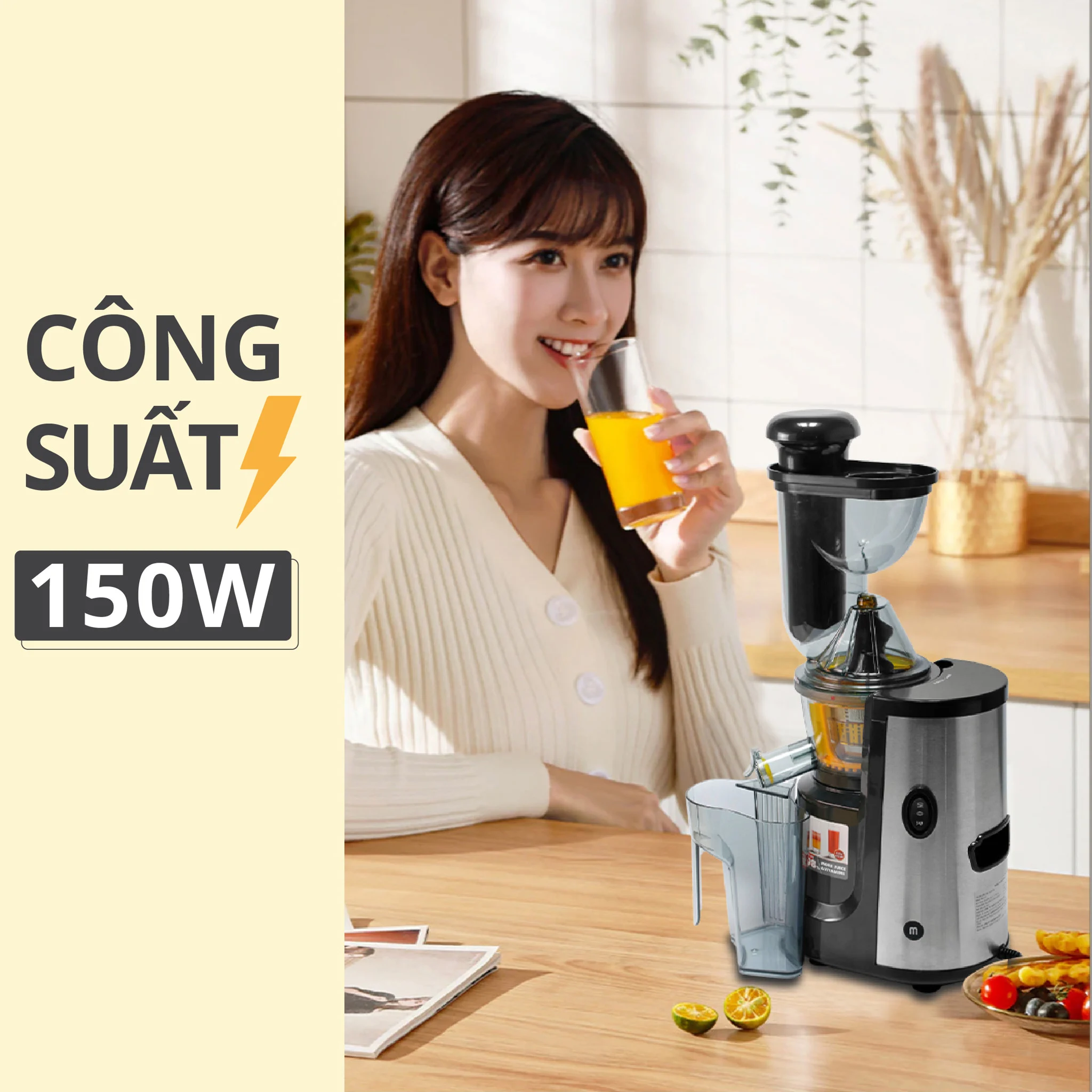 Máy Ép Trái Cây cao cấp Mishio MK313 Slowjuicer motor đồng trọng lượng máy 8.0kg