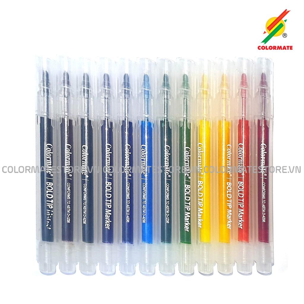 Bút lông màu Colormate, bút màu Bold Tip Marker bộ 12 màu - COLORMATE