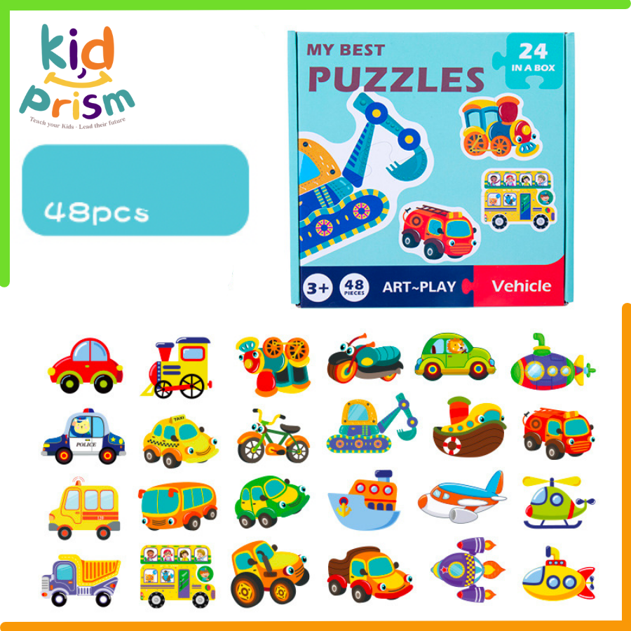 Bộ Puzzle Tranh Ghép 2 Mảnh Gỗ  Cao Cấp Chủ Đề Đa Dạng, Phù Hợp Cho Bé Từ 2 Tuổi Trở Lên - Đồ Chơi Giáo Dục