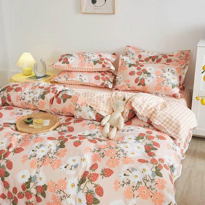 Bộ chăn ga cotton poly Shopquy mẫu đáng yêu Thỏ Love. Chăn ga gối phong cách hàn quốc