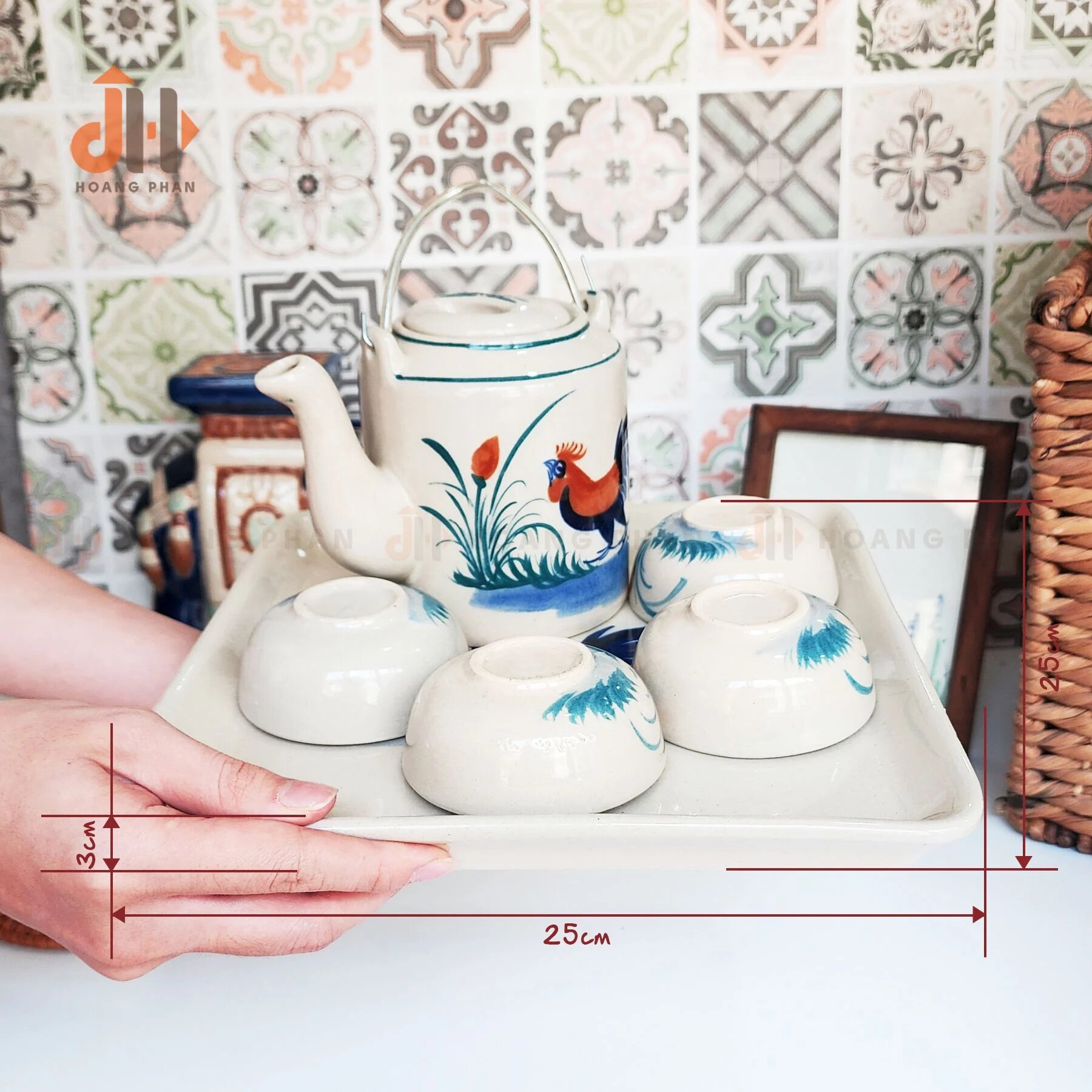 Bộ ấm trà Nam Bộ cổ điển họa tiết gà trống - 03