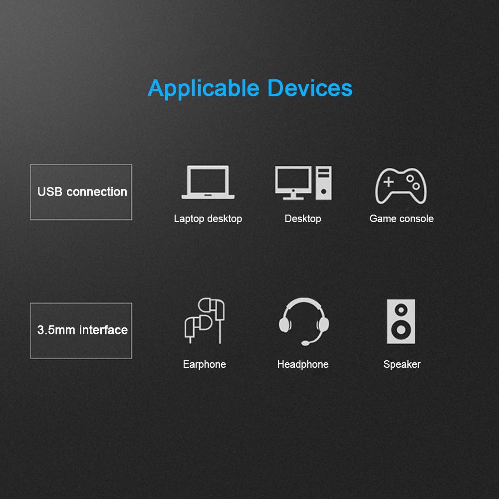 Hẻ âm thanh ngoài USB với Bộ điều hợp mic tai nghe stereo 3,5 mm Thay thế miễn phí trình điều khiển cho PC Máy tính xách tay PS4 Đen VENTION