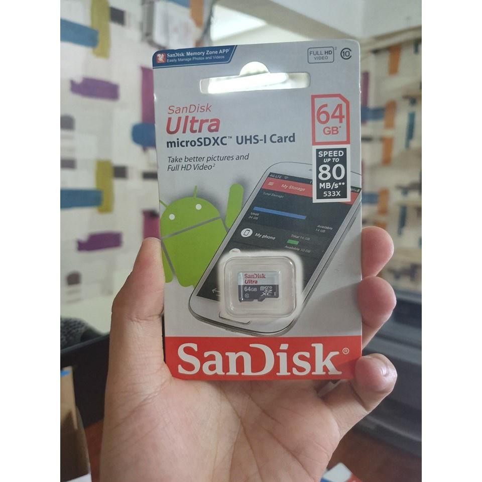 Thẻ Nhớ Micro SanDisk Ultra 64GB - Hàng chính hãng