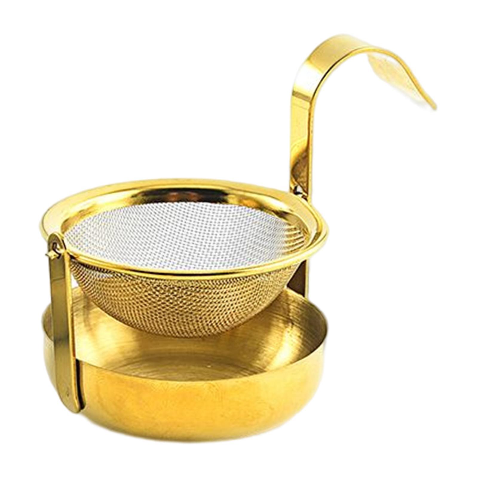 Rotating Tea Strainer  with Handle Teaware Tea Accessories golden