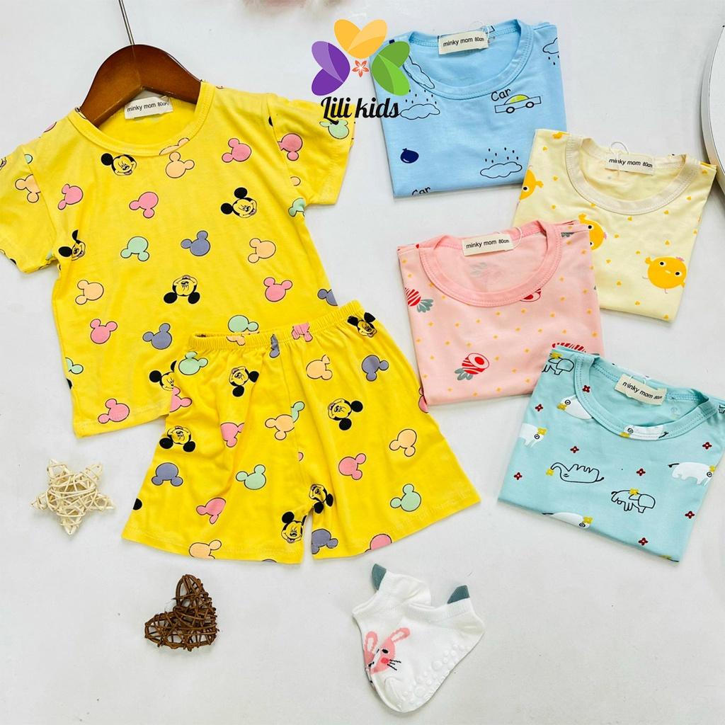 Bộ cộc tay thun lạnh in hình gấu Minky Mom siêu mềm mịn mát cho bé trai/gái BCT02