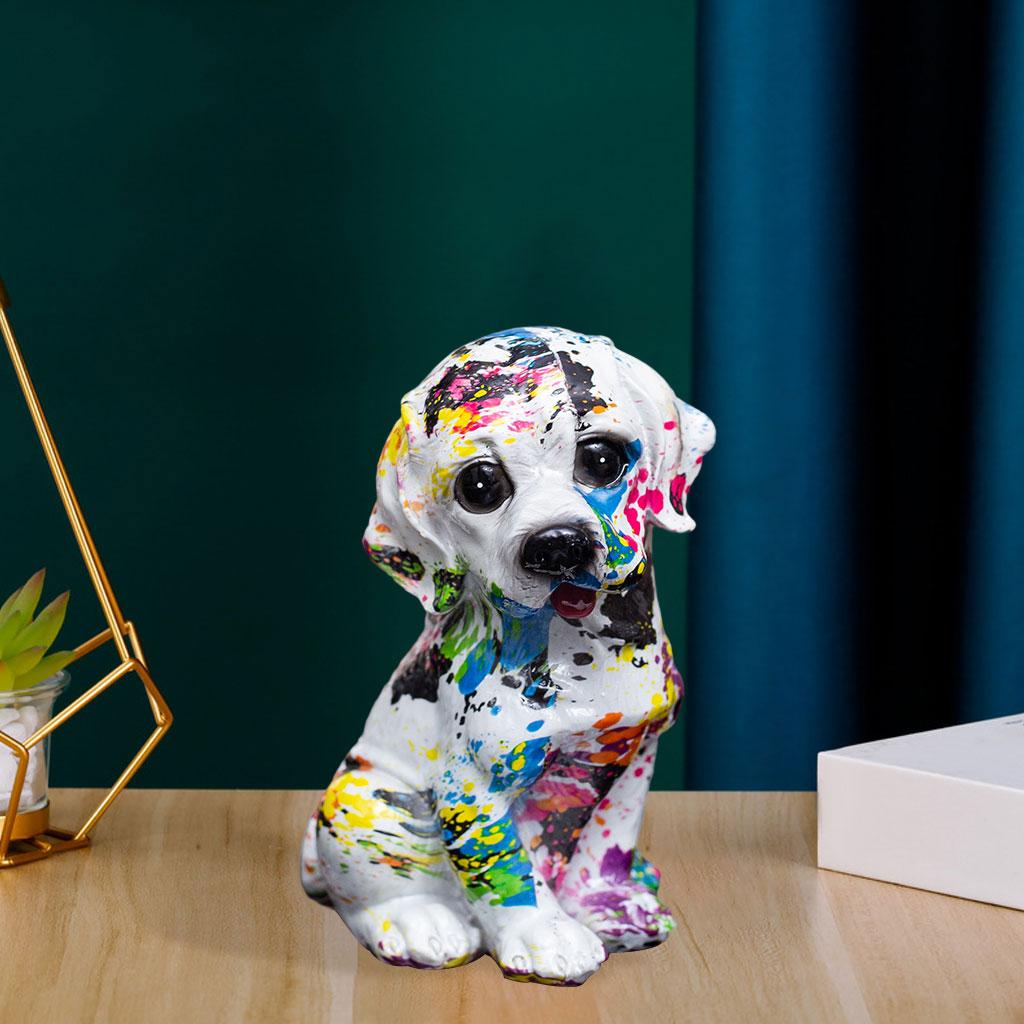 Dog Statue Animal Figurine Ornament Graffiti Art Sculpture