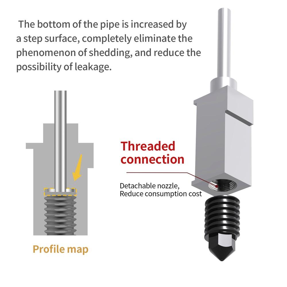 Hotend Bộ Bambu Phòng X1 Carbon X1-Carbon Combo P1P 3D Máy In 500C Nâng Cấp Đồng Mạ Nóng Khối Thép Cứng vòi Phun