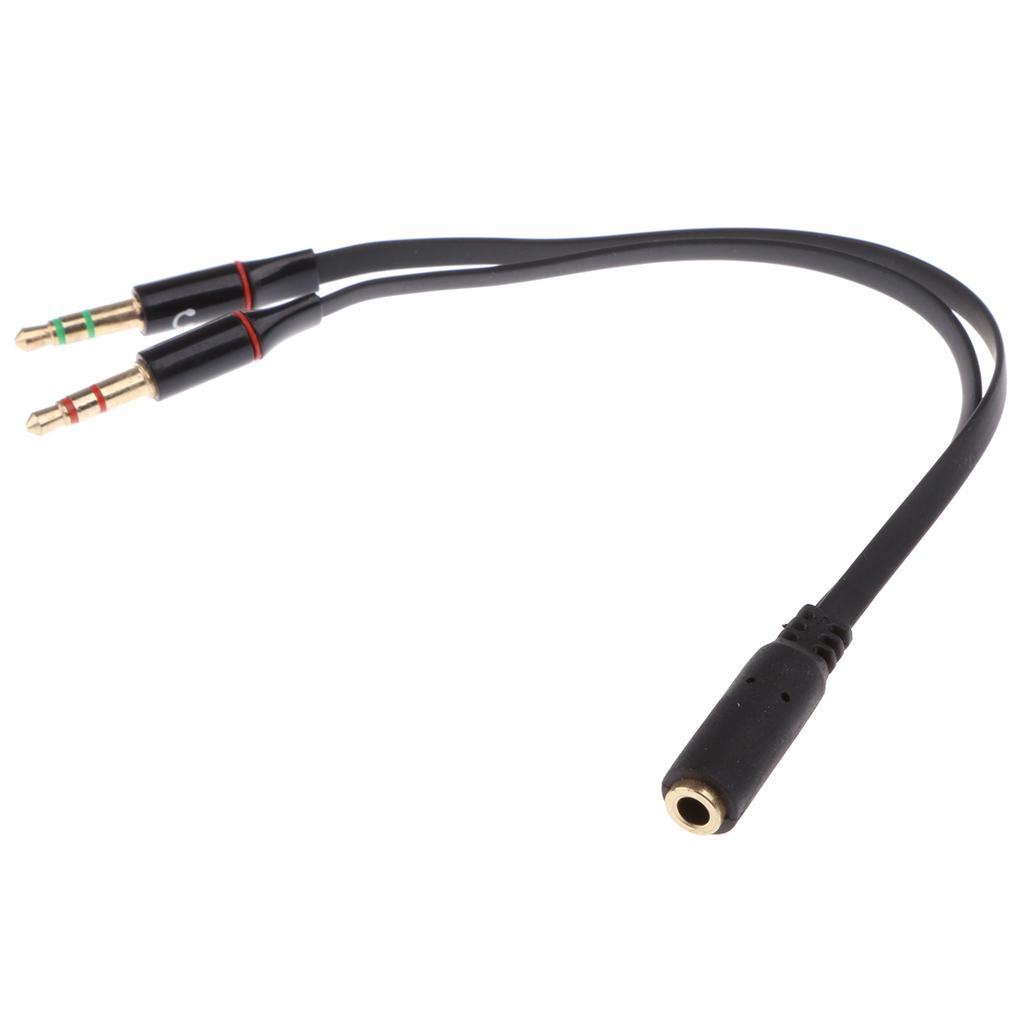 PC Headset to Phone Adapter 3.5mm Female to 2  Splitter Cable Black
