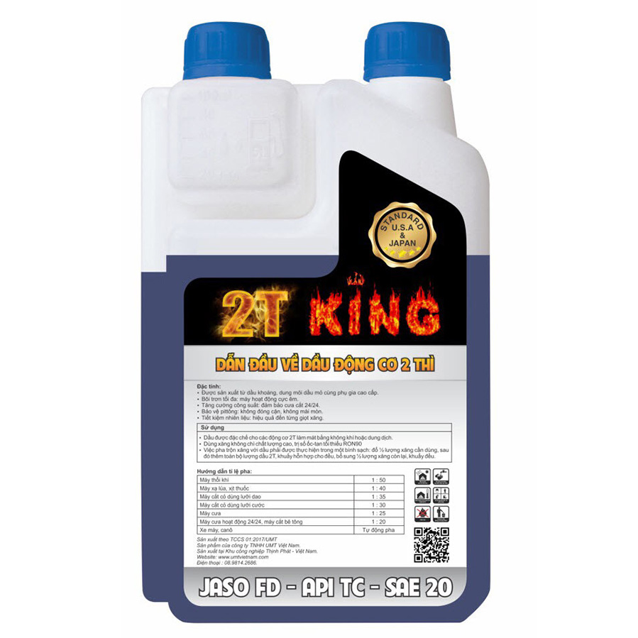 Dầu Nhớt Dầu Nhớt Động Cơ 2 Thì Kinglube API TC Jaso FD SAE 20 - Xanh