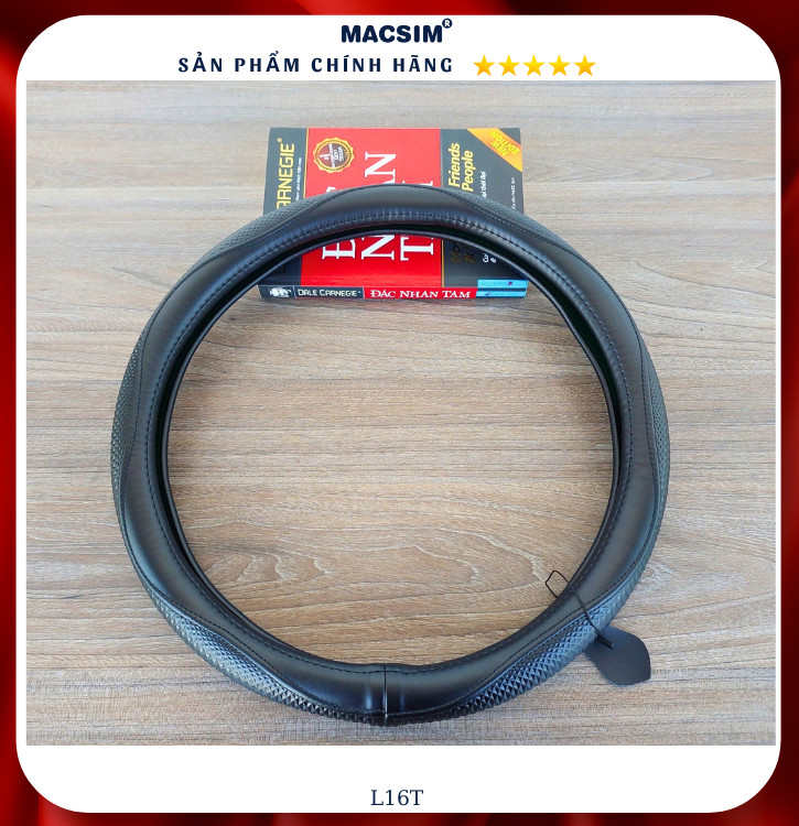 Bọc vô lăng cao cấp Macsim mã L16T mới chất liệu da thật - Khâu tay 100% phù hợp các loại xe