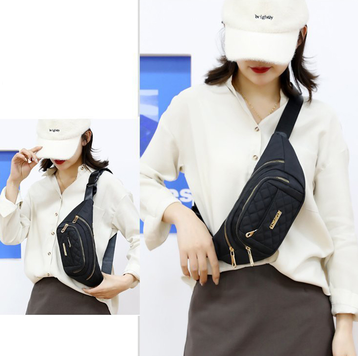 Túi đeo bụng, đeo chéo chống nước, chống xước trần ô quả trám size 32cm TUI-039