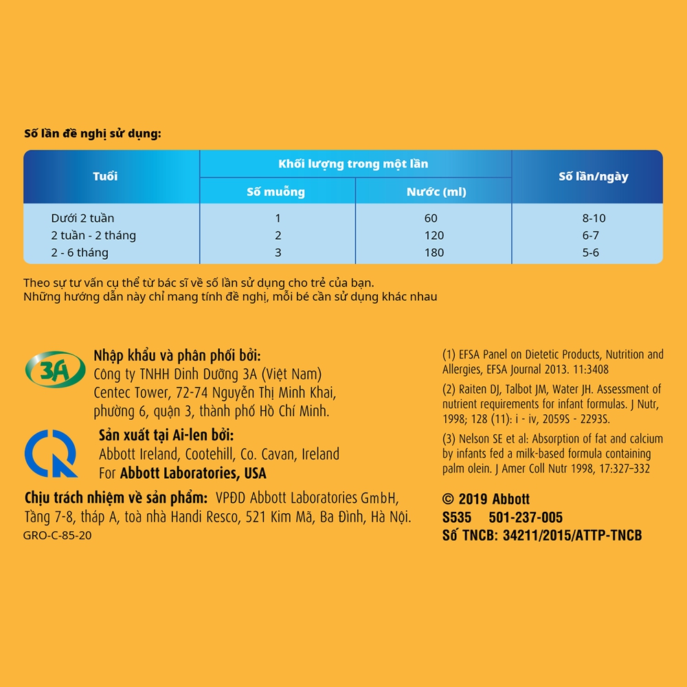 Sữa Bột Abbott Grow 1 dành cho trẻ 0 - 6 tháng tuổi (900g)