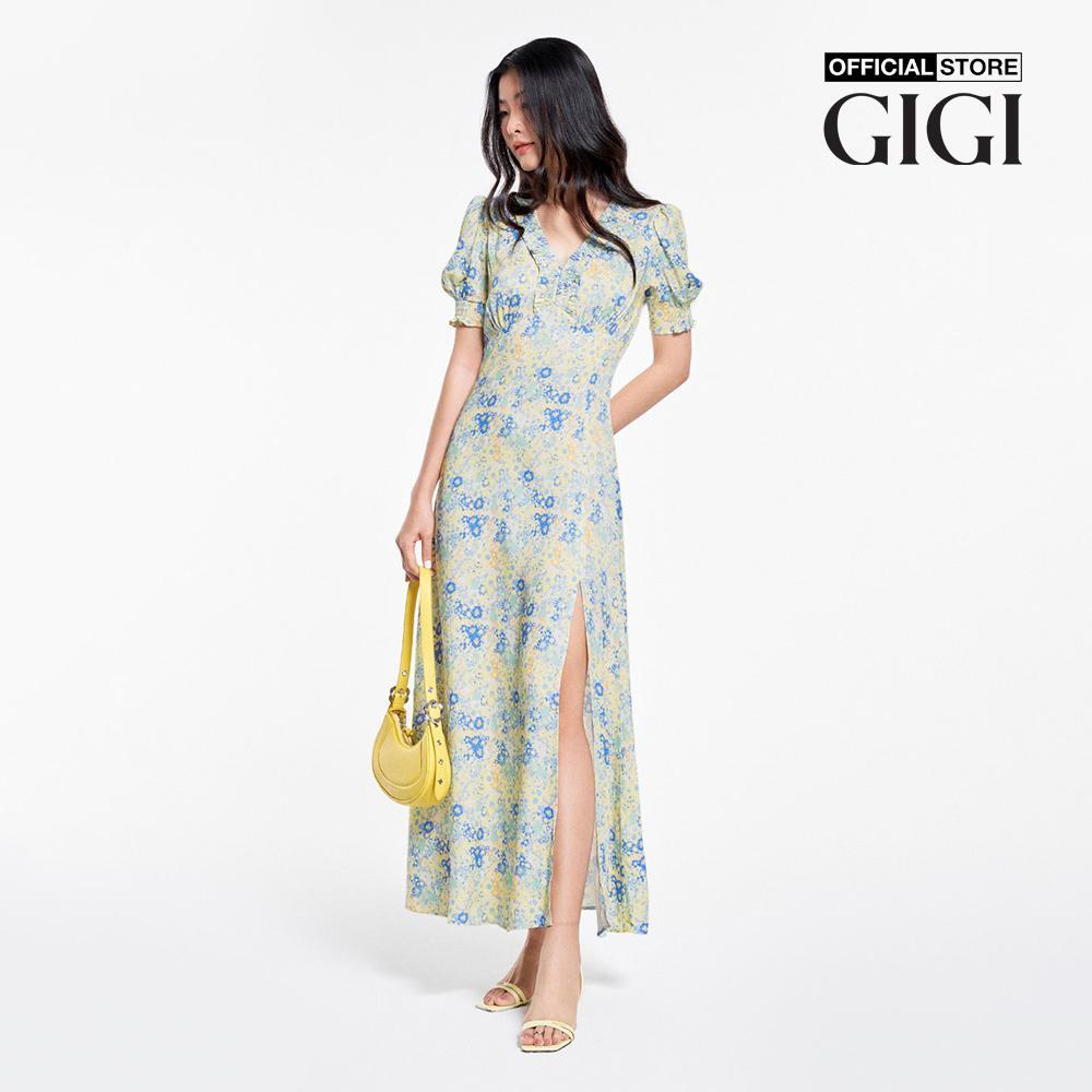 GIGI - Đầm midi cổ V tay ngắn xẻ tà thời trang G2102D233146