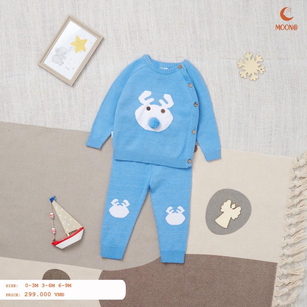 Bộ quần áo len lông cừu sơ sinh Moon size 0-9m