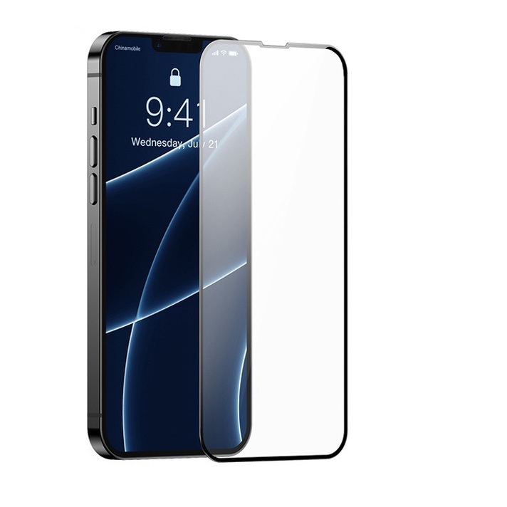 Bộ 2 miếng dán kính cường lực cho iPhone 13 Pro Max full màn hình 3D hiệu Baseus Anti-explosion and Breakage-proof mỏng 0.3mm, vát cạnh 2.5D, độ cứng 9H, viền cứng mỏng - hàng nhập khẩu