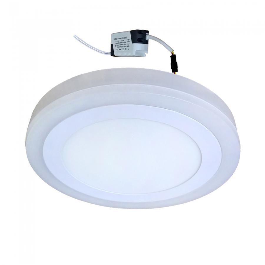 Đèn Led ốp trần 12w +4w tròn nổi 2 màu 3 chế độ sáng trắng+xanh LP-RoW12-B4