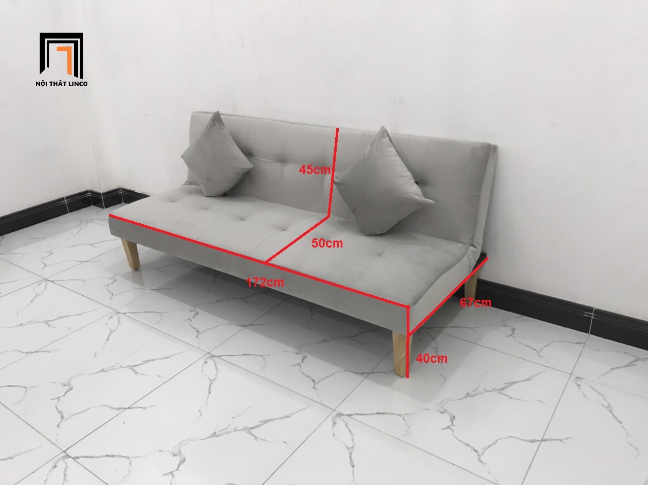 Bộ ghế sofa bed xám ghi trắng vải nhung nhiều kích cỡ