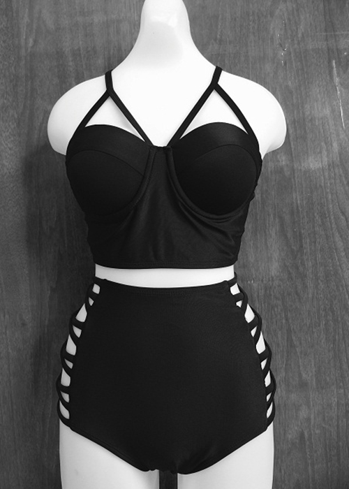 Bikini cạp cao đan dây áo croptop cách điệu 7T01
