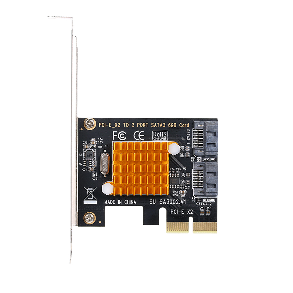 Bộ Điều Khiển SSD PCI-E X2 Sang 2 Cổng SATA3 6GbPS Cho Vỏ Máy Tính Lớn Và Nhỏ