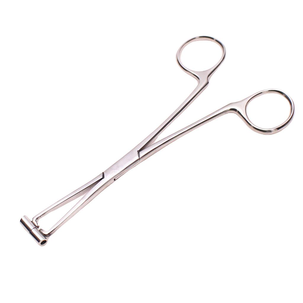 2pcs 6" Stainless Steel Slotted Triangle Forceps Body Piercing Septum Clamp