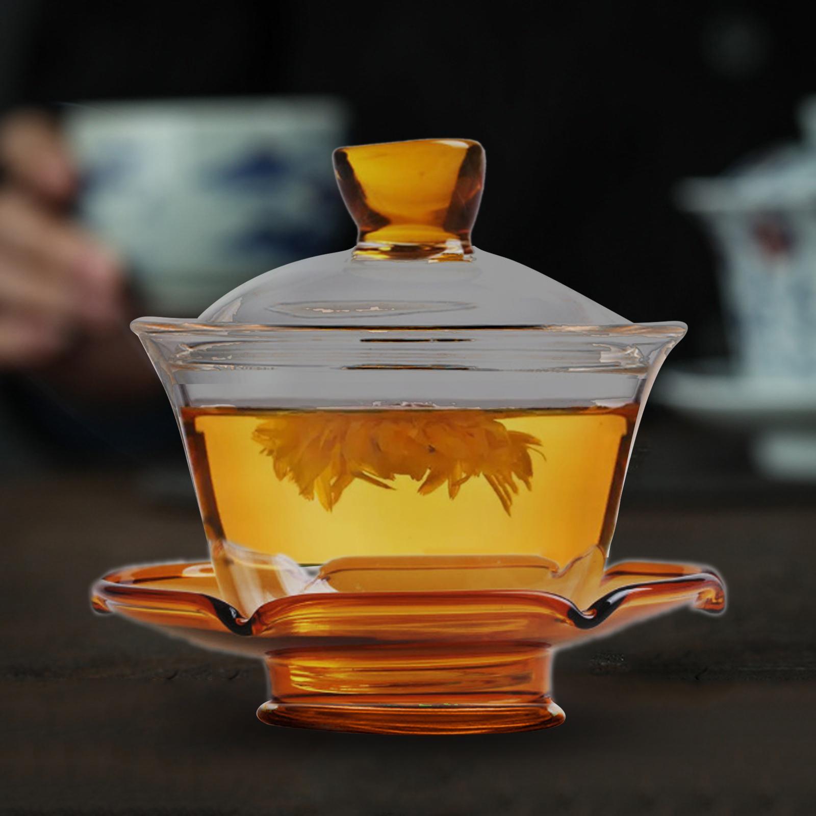 Glass Teapot Set with Lid Tea Maker Tea Cup Transparent Kungfu Glass Tea Set for Office