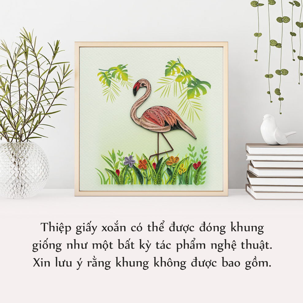 Thiệp Giấy Xoắn Chủ Đề Chim - Hồng Hạc - CNB1511