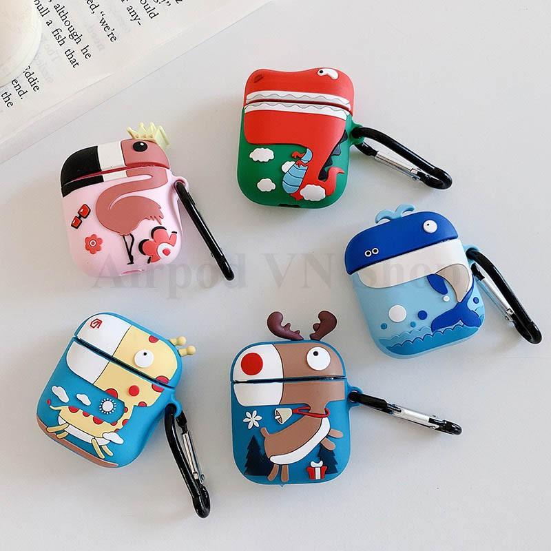 Vỏ bao case dành cho airpod 1 và 2, cho tai nghe bluetooth i11,i12, i9s... hình thú cách điệu silicon cao cấp