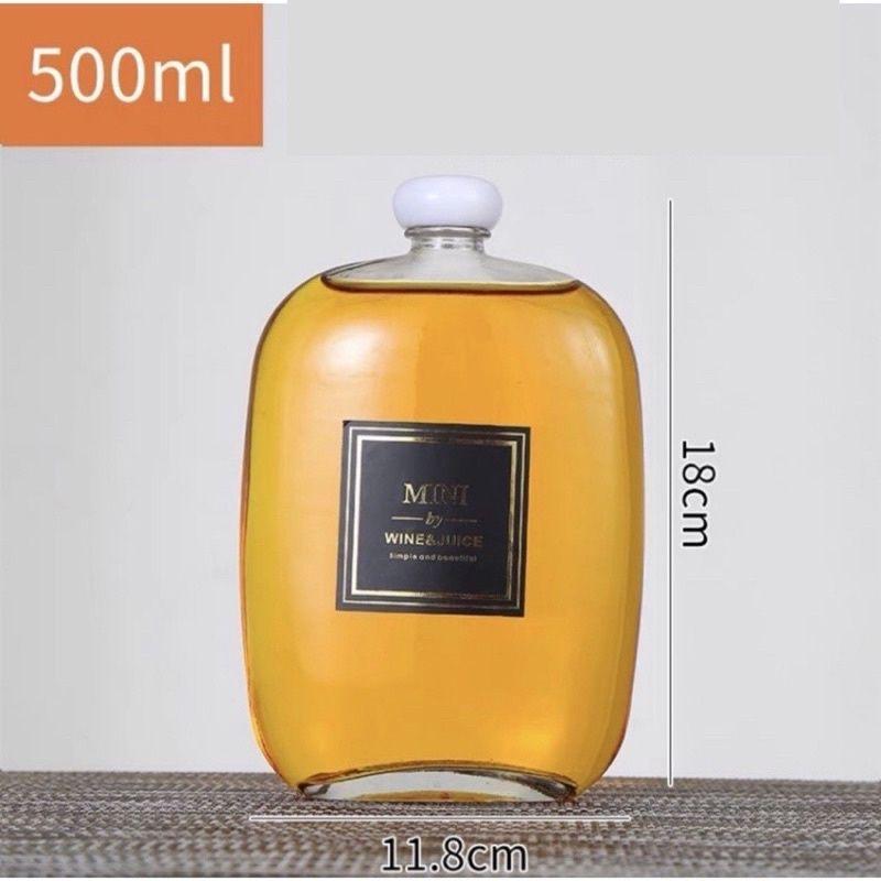 Chai dẹp bầu nắp đen các kích thước 250 350 500ml