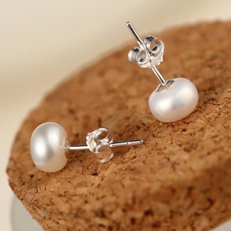 Đôi Bông Tai Hạt Nụ Trắng 9 Ly Dễ Thương - Trường Thịnh Ngọc Trai