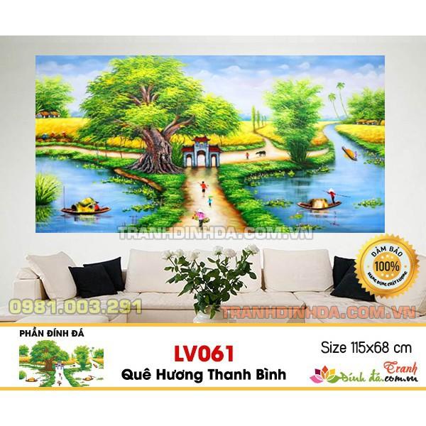 tranh đính đá quê hương thanh bình LV061