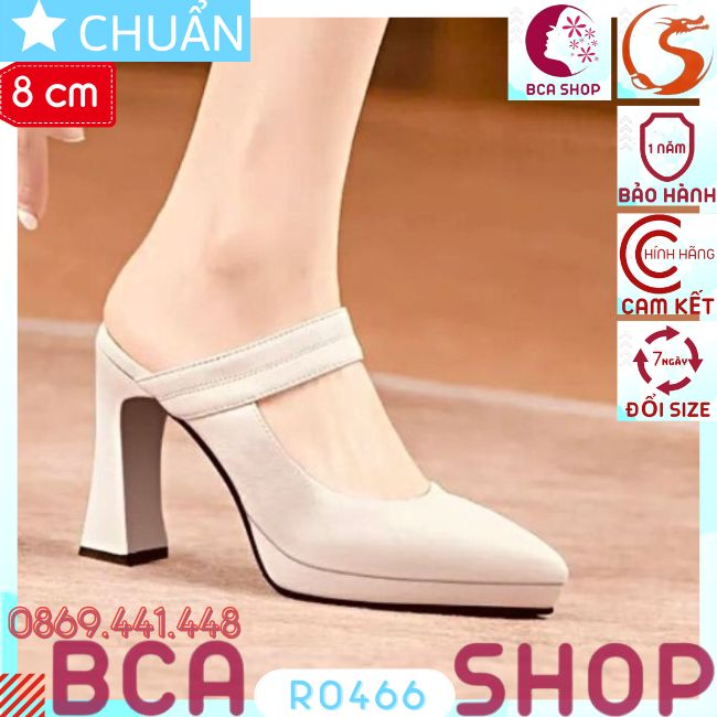 Giày cao gót nữ 8p RO466 ROSATA tại BCASHOP bít mũi, hở gót, gót trụ cùng màu thân - màu trắng kem