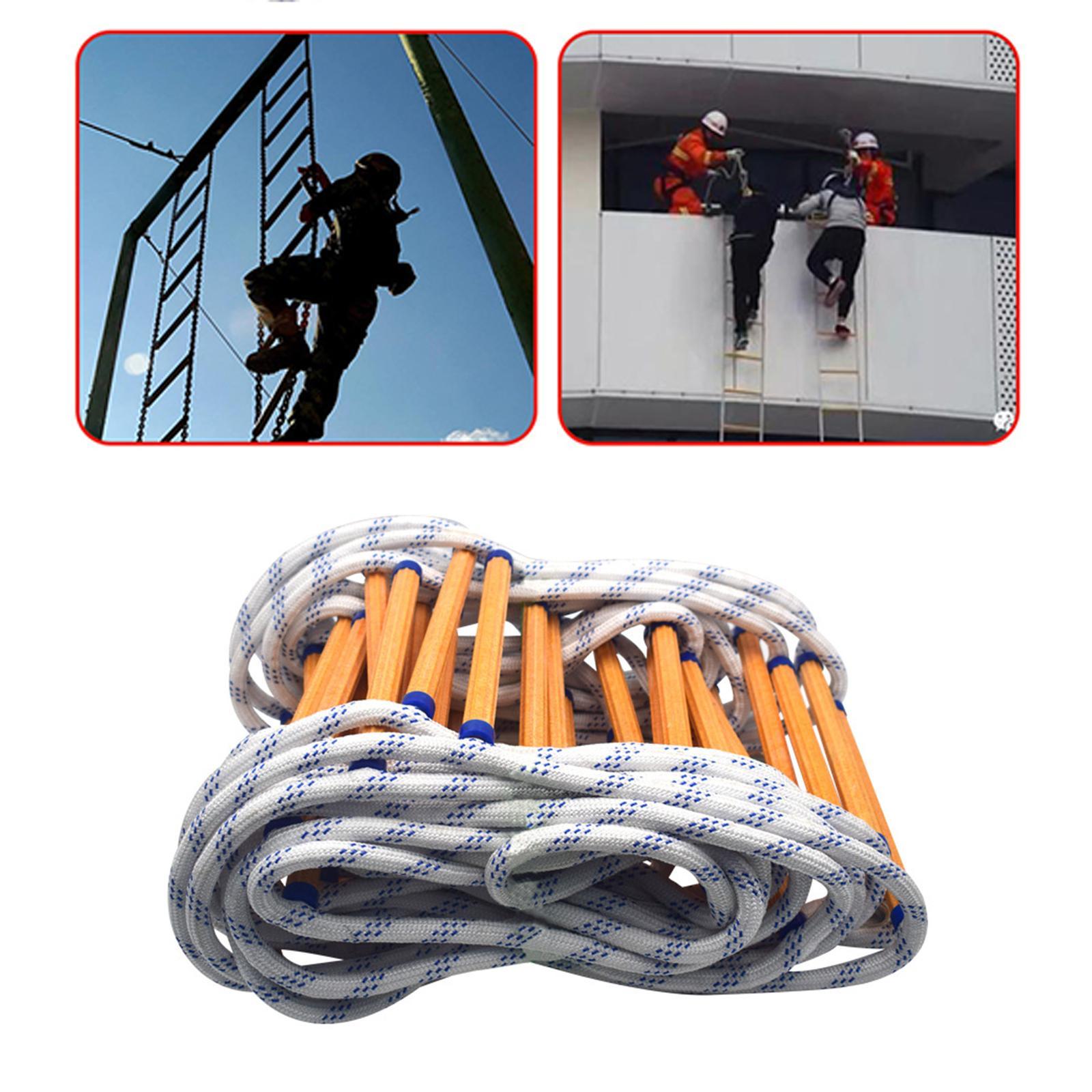 Emergency Fire Escape Ladder, Flame Resistant, Safety Rope Ladder with Hooks, Fast to Deploy