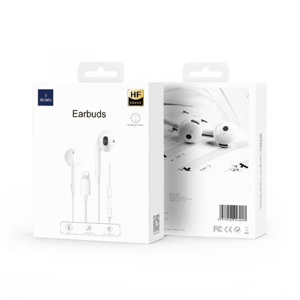 Tai nghe WiWU Earbuds HF Sound Plug And Play Dùng Cho iPhone, Màu Trắng - Hàng Chính Hãng