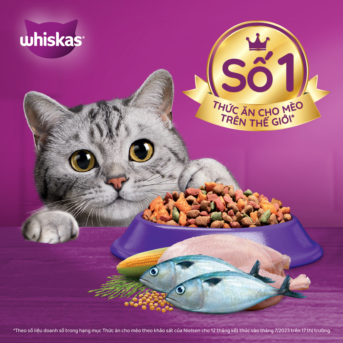 Thức ăn mèo Whiskas vị cá thu túi 1.2kg