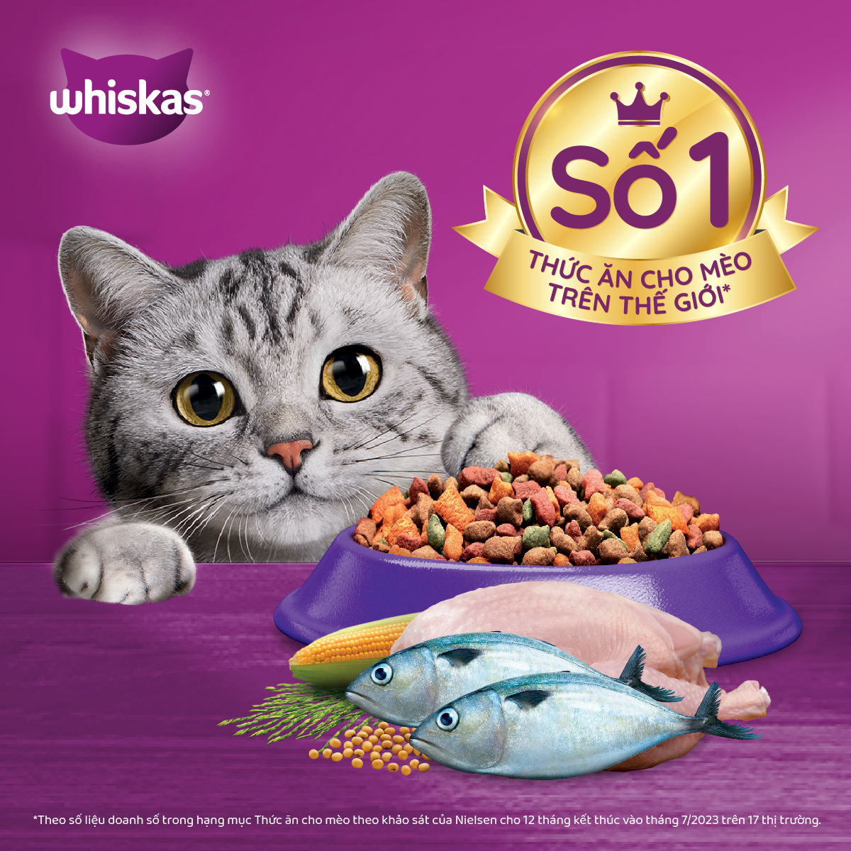Thức Ăn Cho Mèo Whiskas Adult 1+ YearsVị Cá Thu 1.2kg/Túi