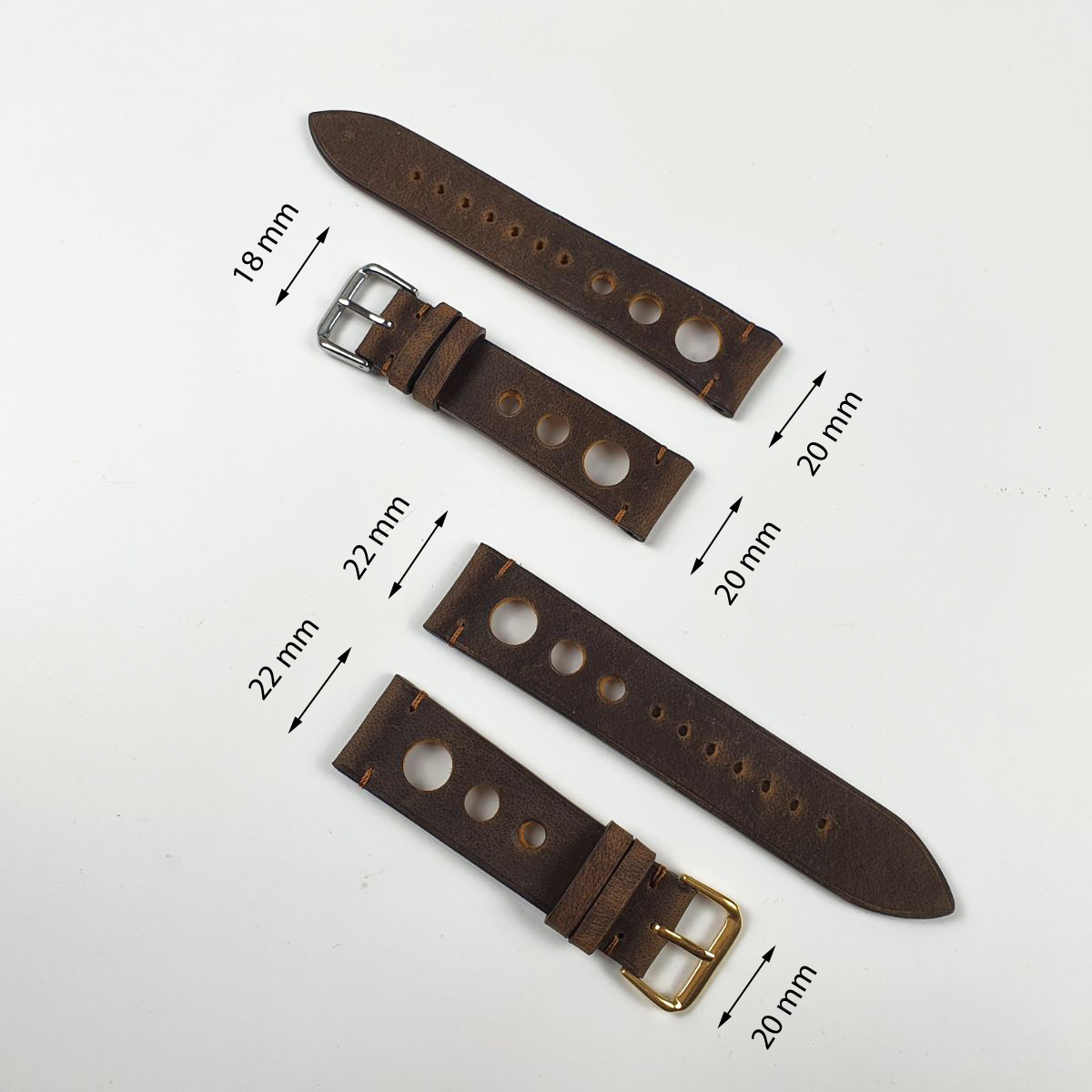 Dây da đồng hồ nam thủ công da bò sáp AL114 CAM KẾT CHẤT LƯỢNG - Y HÌNH - BH 3 năm Size 20/Size 22