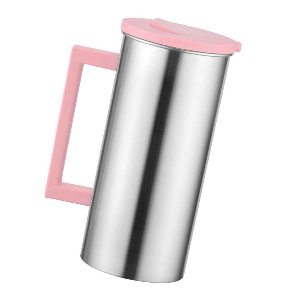 2 Pcs Stainless Steel 1.8 Litre Water Pitcher Pink Jug Kitchen Restaurant