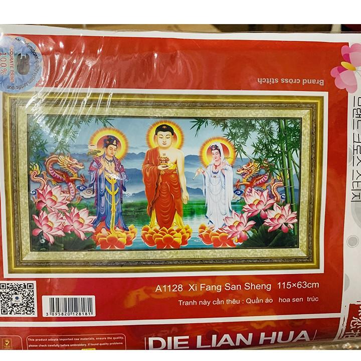 Tranh thêu Tây Phương Tam Thánh A1128 - kích thước: 115 * 63cm.