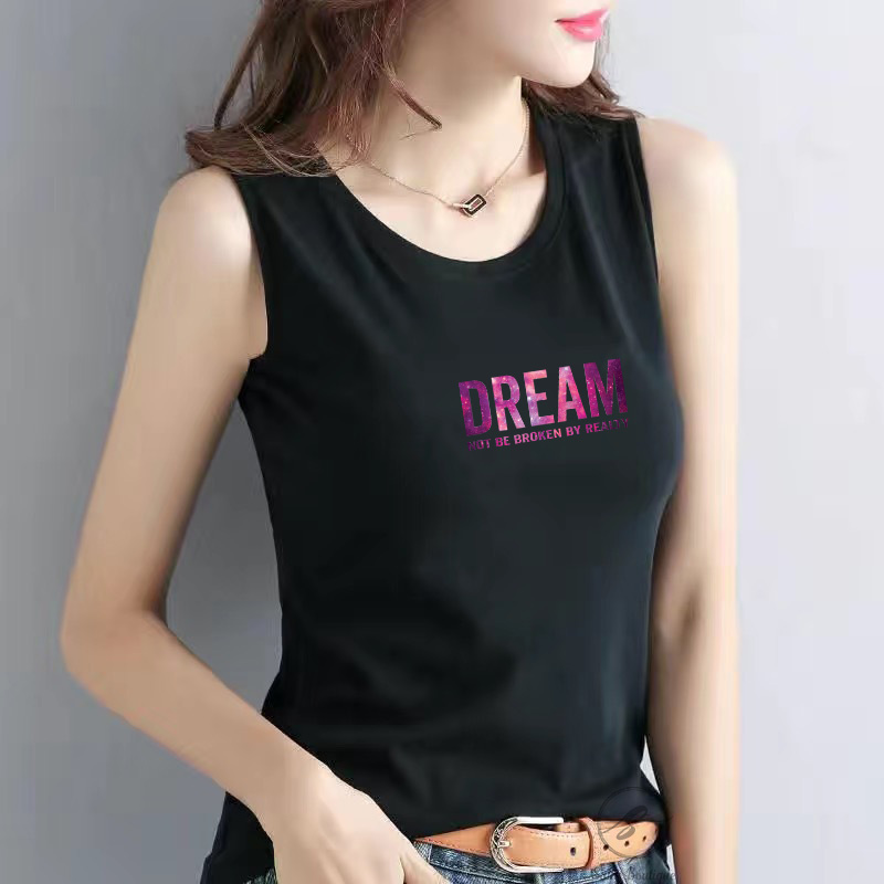 Áo Thun Sát Nách Nữ Cao Cấp In Chữ DREAM Thun Cotton 100% 4 Chiều Vải Dày Dặn Nhiều Màu SN131-Sally Boutique
