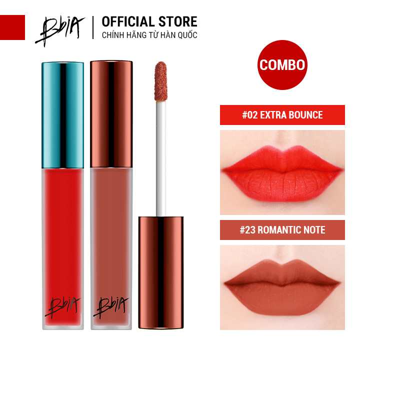 Combo 2 son Bbia Last Velvet Lip Tint - #02 Extra Bounce và #23 Romantic Note