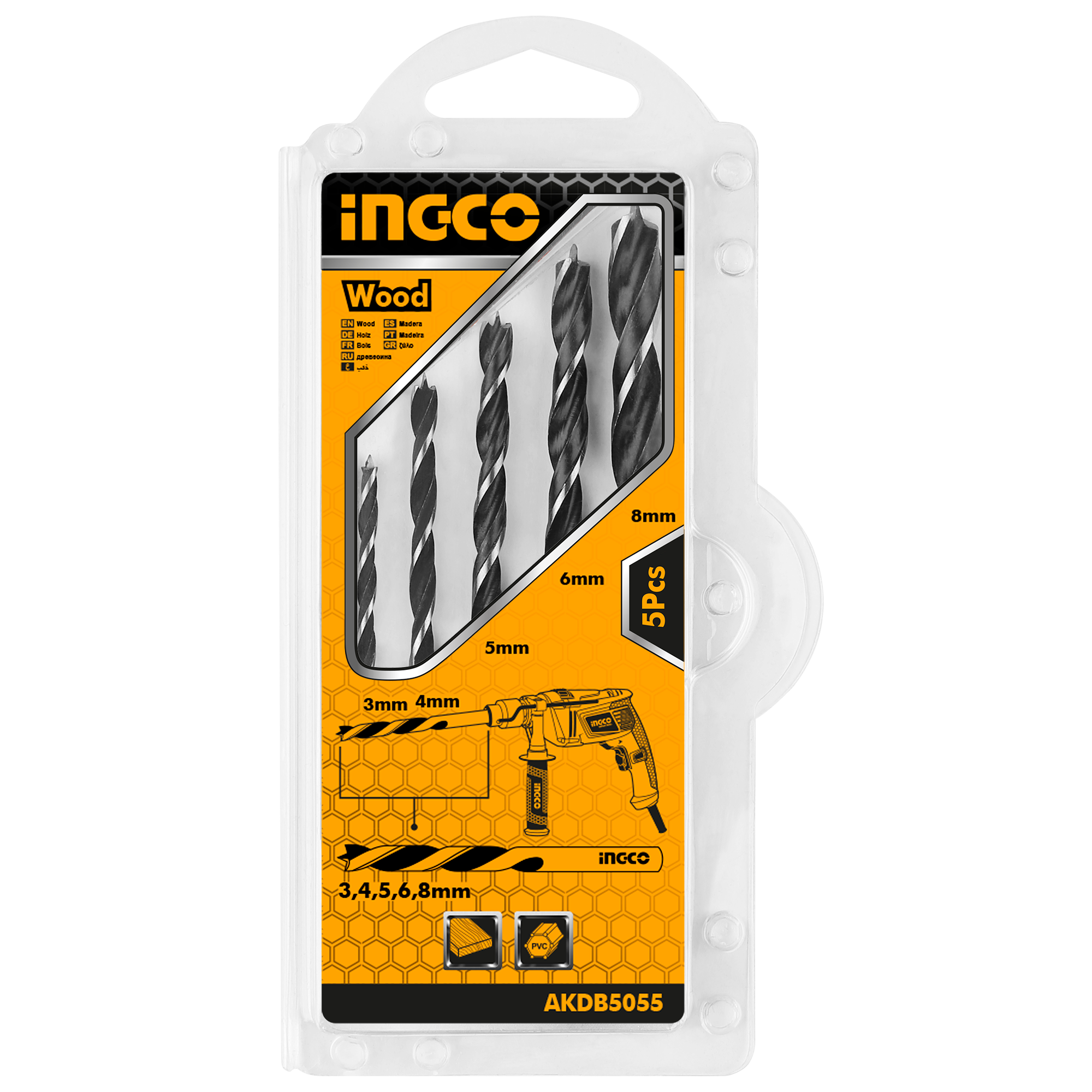 Bộ 5 mũi khoan gỗ INGCO AKDB5055