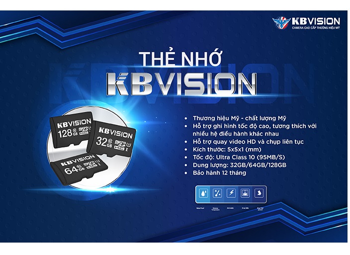 Thẻ Nhớ Mirco SD Kbvision 32Gb Class 10 Chuyên Ghi Hình Cho Camera, Máy Ảnh và Điện Thoại - Hàng Chính Hãng