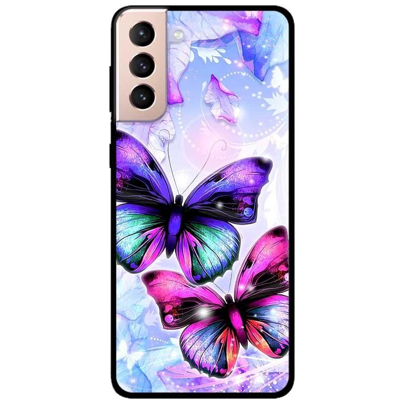 Ốp lưng dành cho Samsung Galaxy S22 - S22 Plus - S22 Ultra - mẫu Cặp Đôi Bướm Tím Hồng