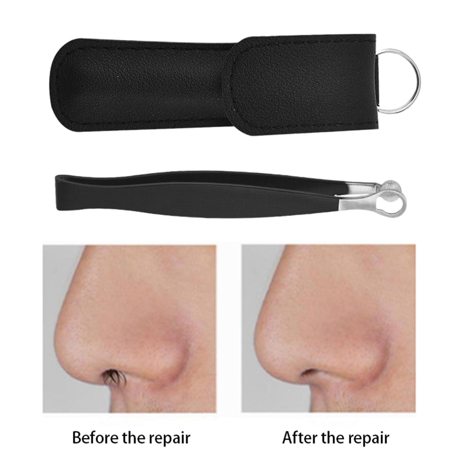 Stainless Steel Nose Hair Tweezers, Round Tip Pocket Size Water Resistant Eyebrow Clippers for Nose Cleaning Makeup Women Men Sideburns